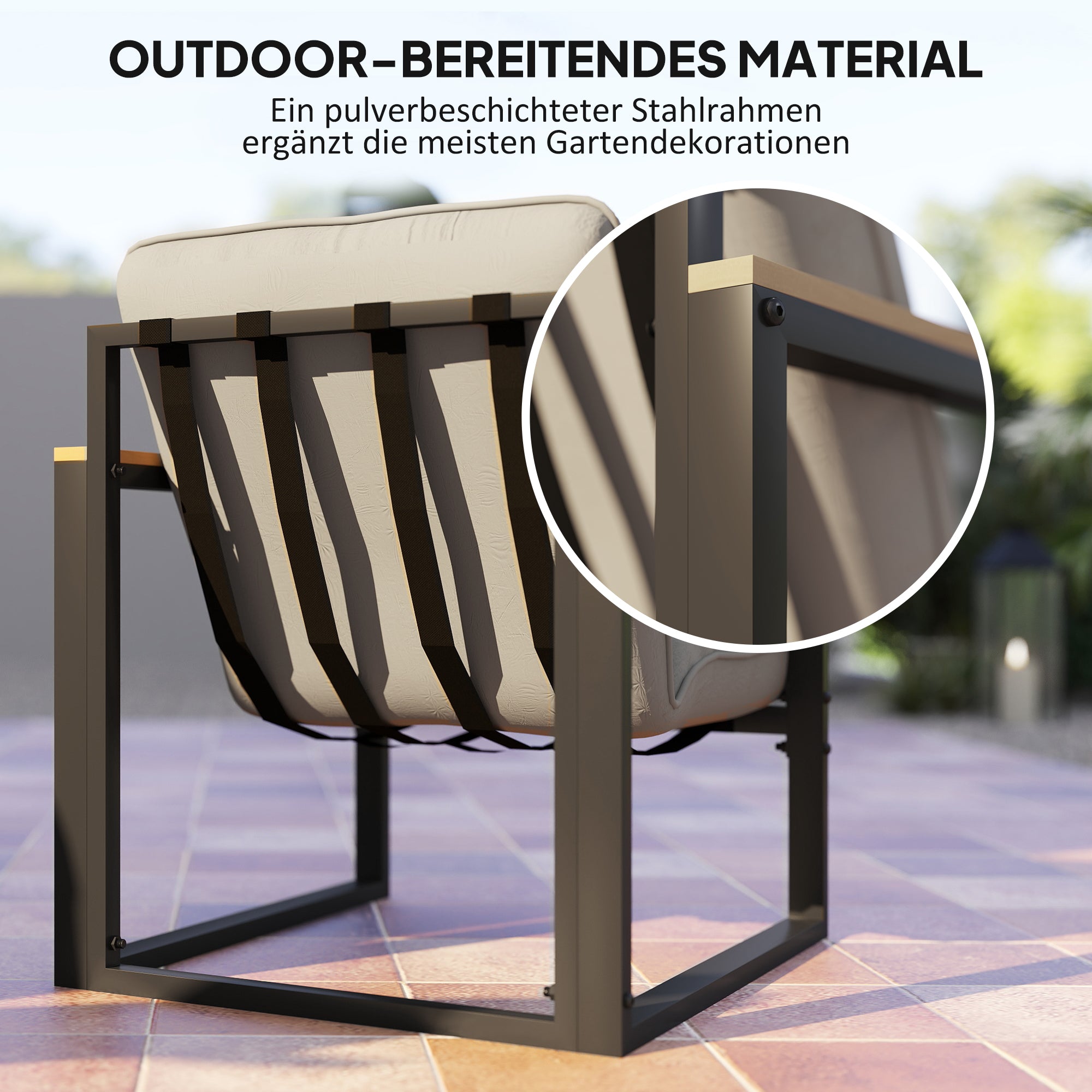 Garden Furniture Set 4 Persons Weatherproof Balcony Furniture Set with 2-Seater Sofa, Armchair Seat Cushion Side Table Outdoor Seating Group Patio Furniture Garden Lounge for Garden Balcony Light Grey
