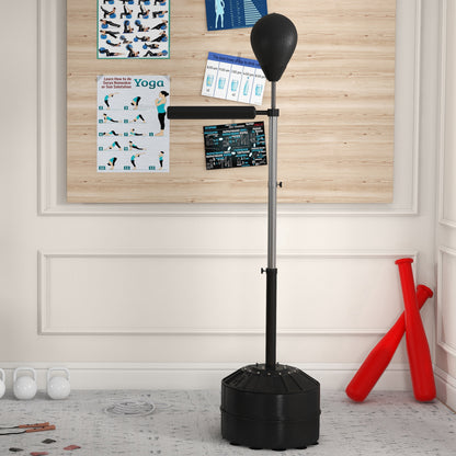 SPORTNOW Boxing Bag, Boxing Stand with Reflex Bar, Punching Ball, 1.6-2.05m Height Adjustable Standing Boxing Trainer, Standing Boxing Ball for Boxing, Faux Leather