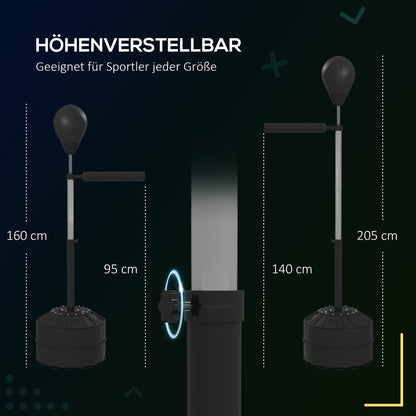 SPORTNOW Boxing Bag, Boxing Stand with Reflex Bar, Punching Ball, 1.6-2.05m Height Adjustable Standing Boxing Trainer, Standing Boxing Ball for Boxing, Faux Leather