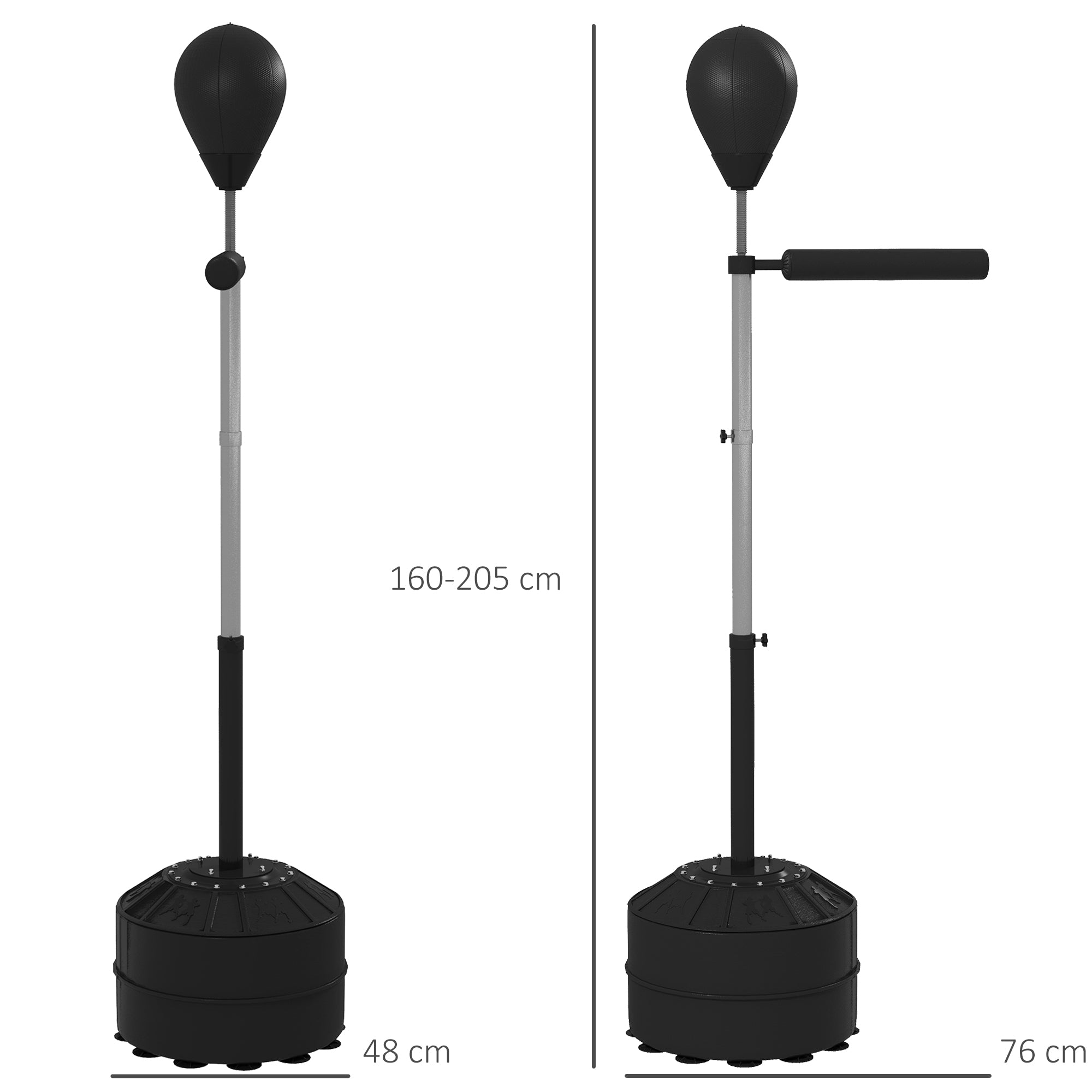SPORTNOW Boxing Bag, Boxing Stand with Reflex Bar, Punching Ball, 1.6-2.05m Height Adjustable Standing Boxing Trainer, Standing Boxing Ball for Boxing, Faux Leather