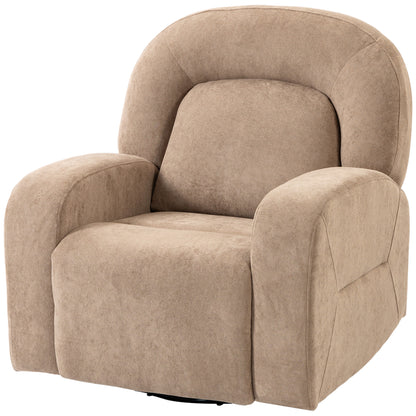 Cloud-Plush Recliner Chair — 360° Swivel, Rock & 135° Recline, Wide Seat, Khaki