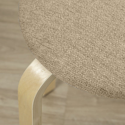 Set of 4 Stackable Round Wooden Stools Low Kitchen Stools with Padded Seat for Dining Room Bedroom Office Living Room Khaki and Natural