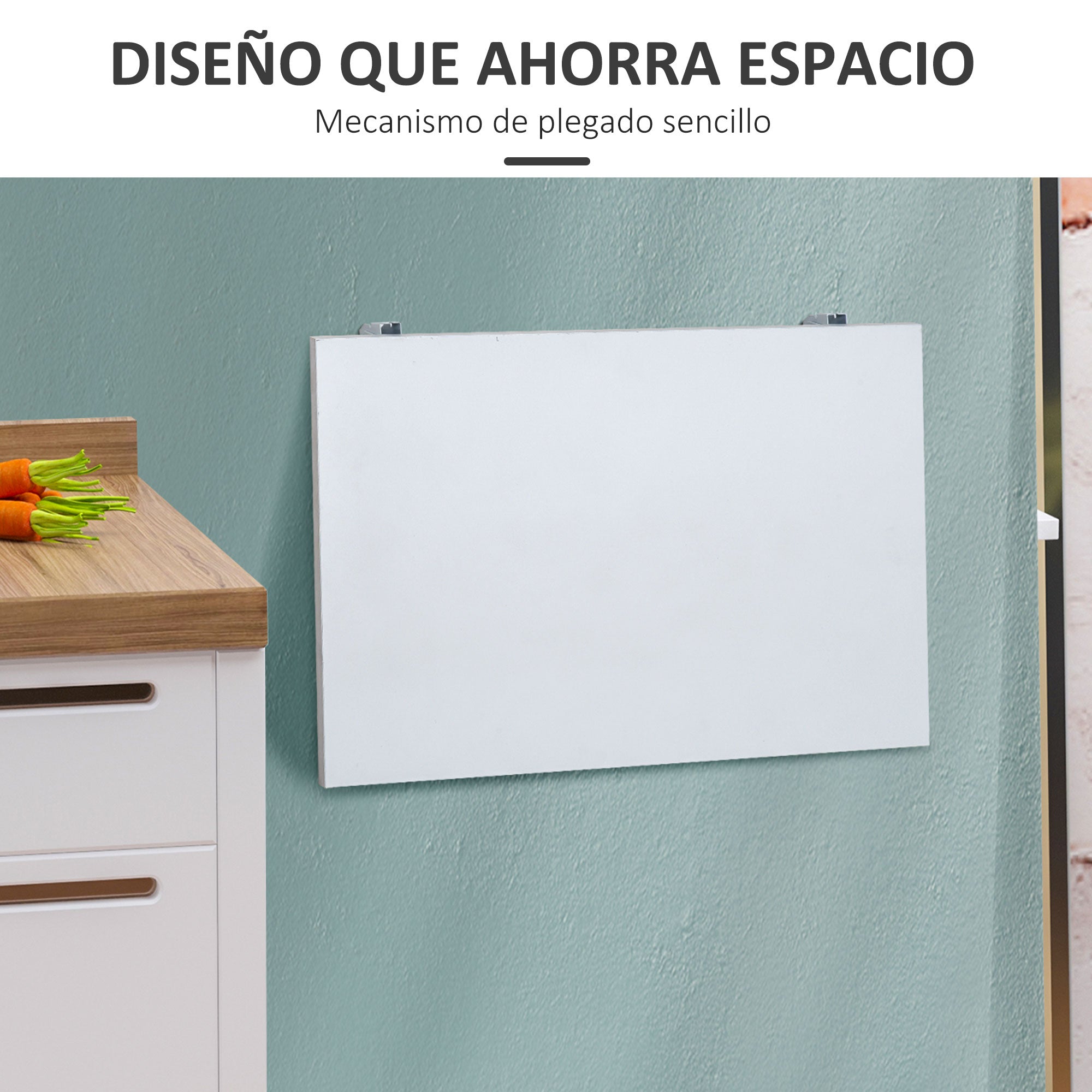 Folding Wall Table Foldable Wall-Mounted Wood Table Space Saving for Kitchen Dining Room Bedroom Load 10 kg 60x40x20 cm White