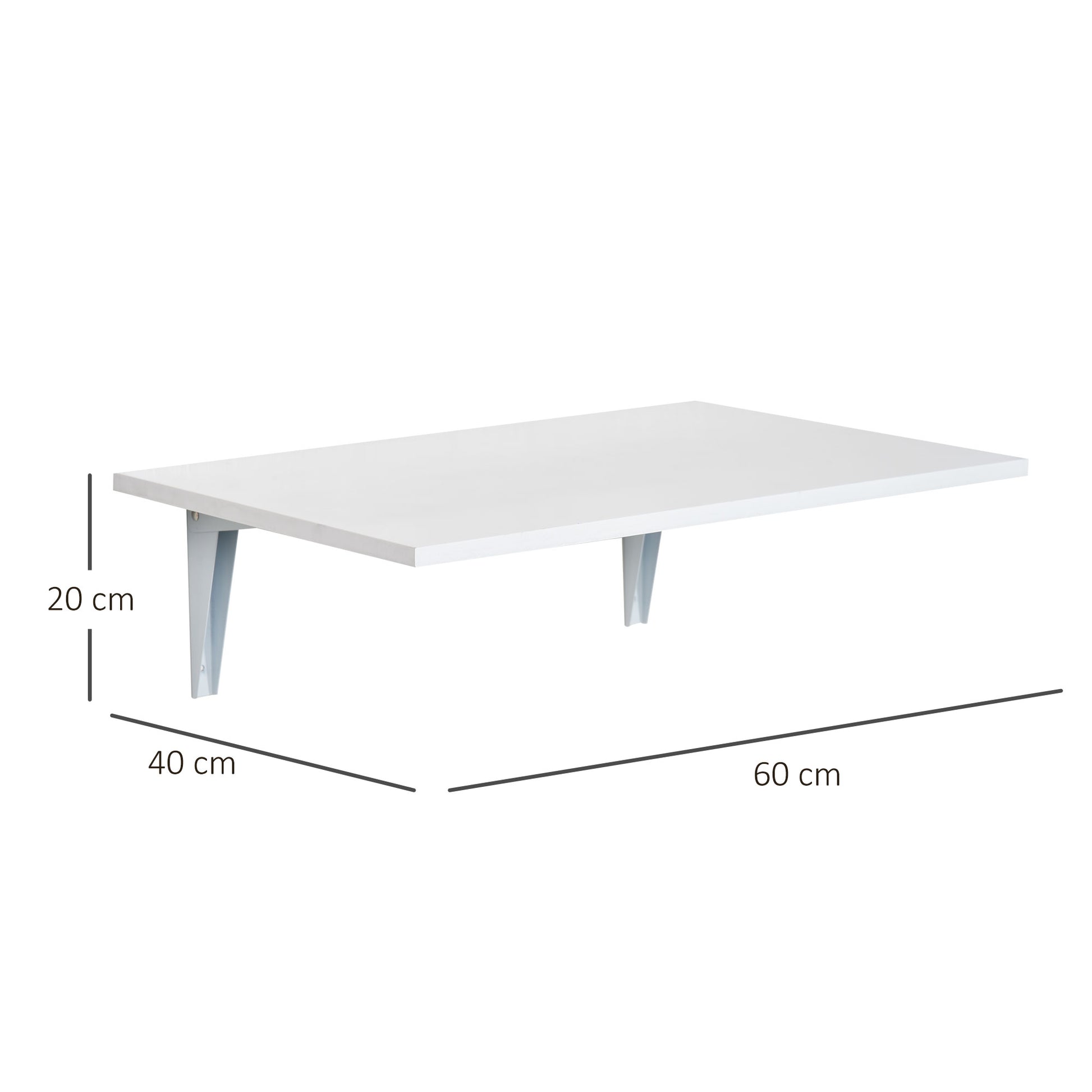 Folding Wall Table Foldable Wall-Mounted Wood Table Space Saving for Kitchen Dining Room Bedroom Load 10 kg 60x40x20 cm White