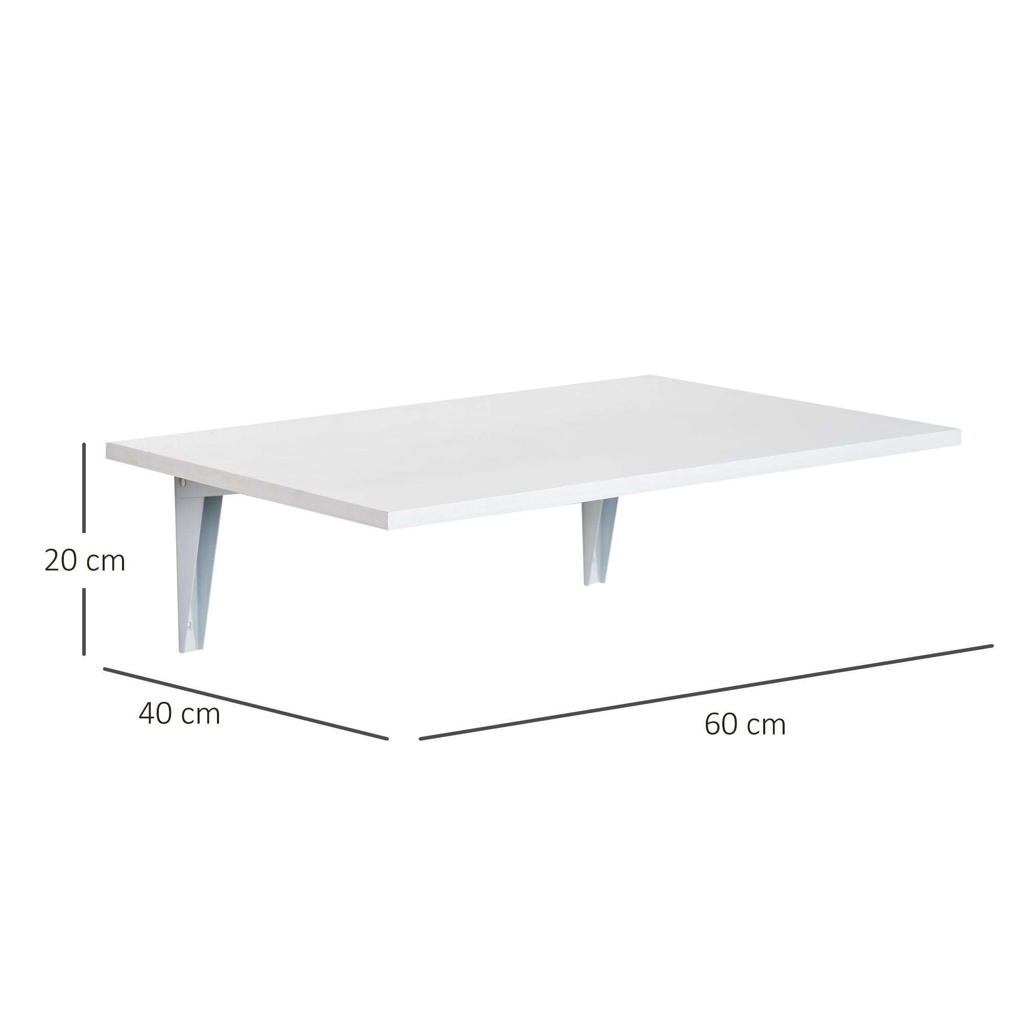 Folding Wall Table Foldable Wall-Mounted Wood Table Space Saving for Kitchen Dining Room Bedroom Load 10 kg 60x40x20 cm White