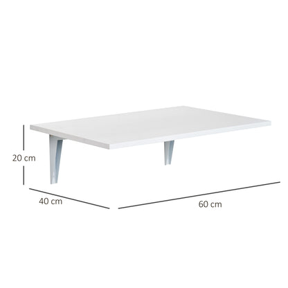 Folding Wall Table Foldable Wall-Mounted Wood Table Space Saving for Kitchen Dining Room Bedroom Load 10 kg 60x40x20 cm White
