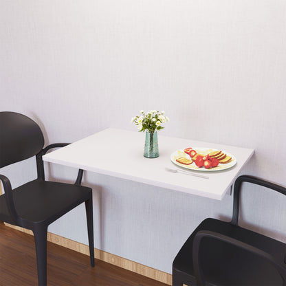 Folding Wall Table Foldable Wall-Mounted Wood Table Space Saving for Kitchen Dining Room Bedroom Load 10 kg 60x40x20 cm White