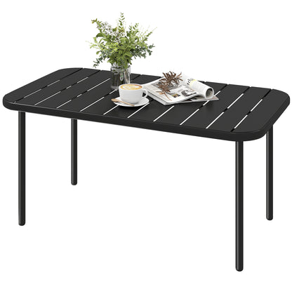 Rectangular Steel Side Table — Weatherproof Outdoor Coffee/Side Table for Balcony, Garden, Patio & Living Room, 90 x 50 x 43 cm (35.4 x 19.7 x 16.9 in), Black