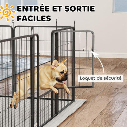 Dog Playpen, 12 Panel Modular and Foldable Dog Pen, Portable Steel Enclosure 80H cm with 2 Doors, Fence for Small and Medium Dogs, Indoor and Outdoor, Black