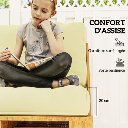 Outdoor Pallet Cushions for 2 Seats, Washable Euro Pallet Seat Cushions, 2 Pieces 120 x 80 cm and 120 x 45 cm, UPF20+, 20 cm Thick, Beige