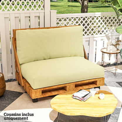 Outdoor Pallet Cushions for 2 Seats, Washable Euro Pallet Seat Cushions, 2 Pieces 120 x 80 cm and 120 x 45 cm, UPF20+, 20 cm Thick, Beige