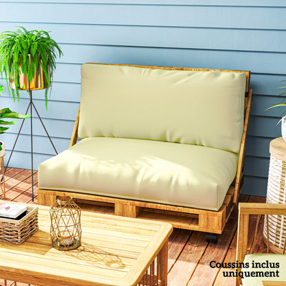 Outdoor Pallet Cushions for 2 Seats, Washable Euro Pallet Seat Cushions, 2 Pieces 120 x 80 cm and 120 x 45 cm, UPF20+, 20 cm Thick, Beige