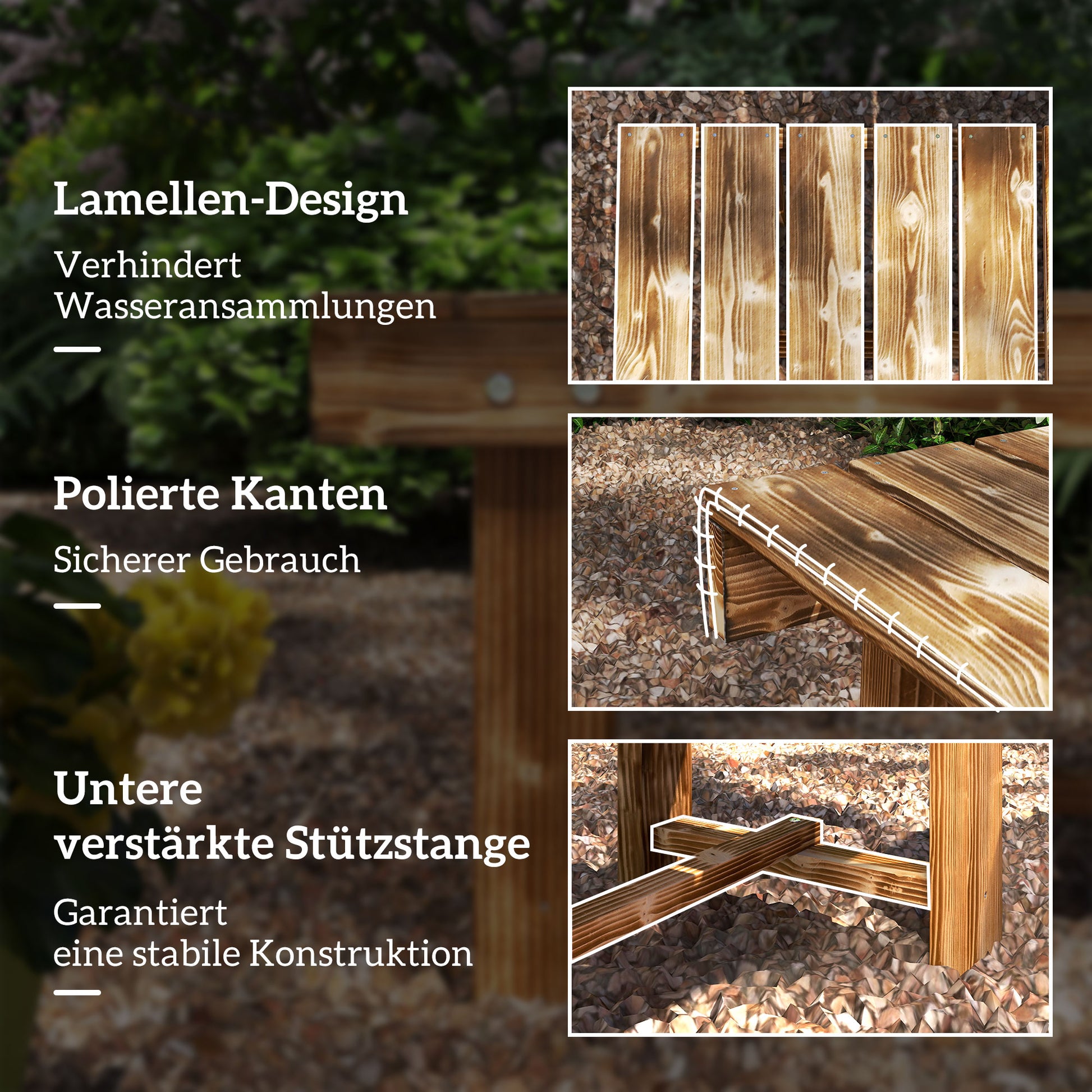Garden Bench, 2-Seater Wood Bench, Seat Bench, Garden Furniture, Rustic Bench, Solid Wood, Dark Brown, 110 x 38 x 35 cm