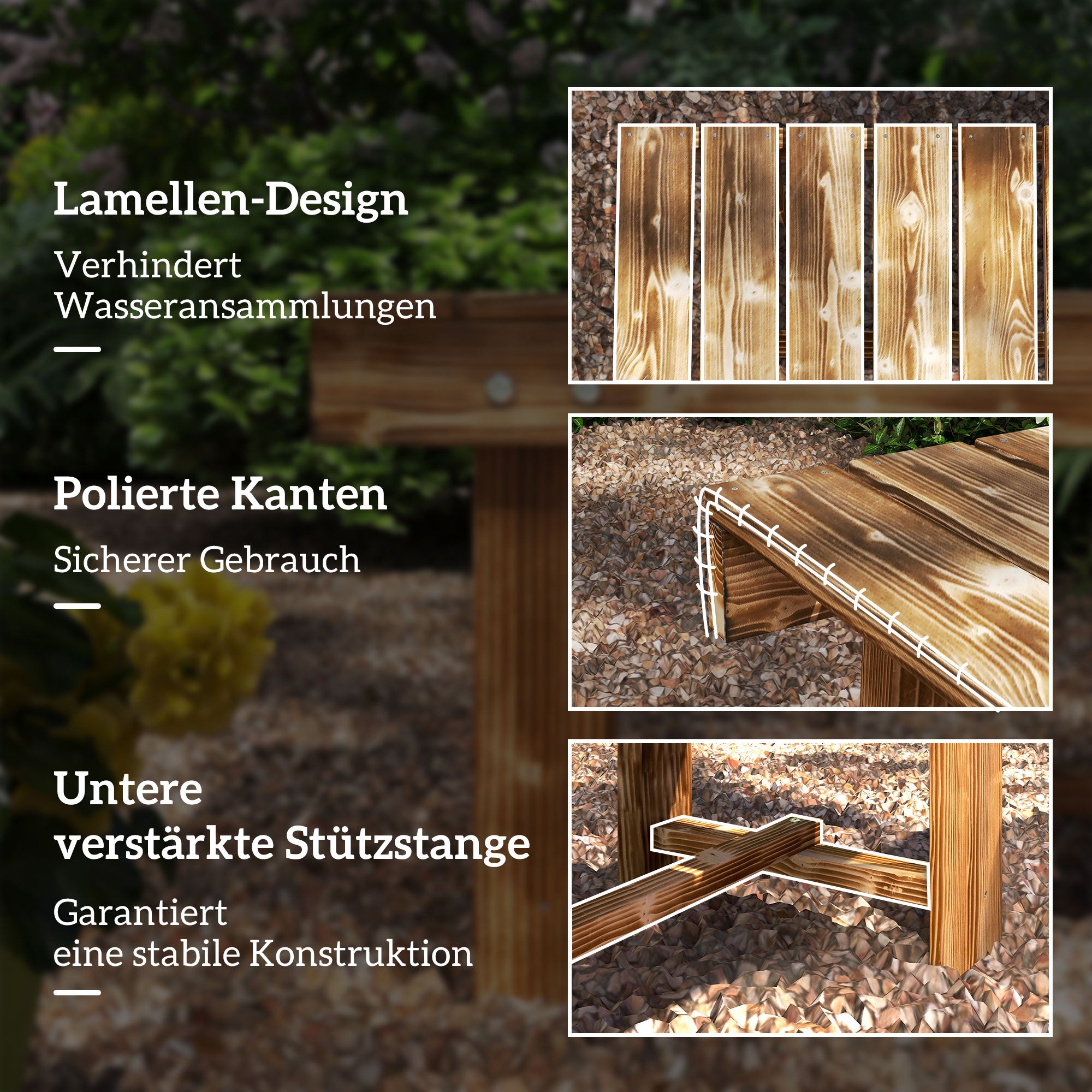 Garden Bench, 2-Seater Wood Bench, Seat Bench, Garden Furniture, Rustic Bench, Solid Wood, Dark Brown, 110 x 38 x 35 cm
