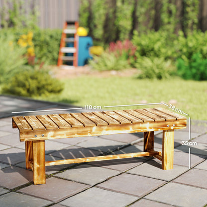 Garden Bench, 2-Seater Wood Bench, Seat Bench, Garden Furniture, Rustic Bench, Solid Wood, Dark Brown, 110 x 38 x 35 cm