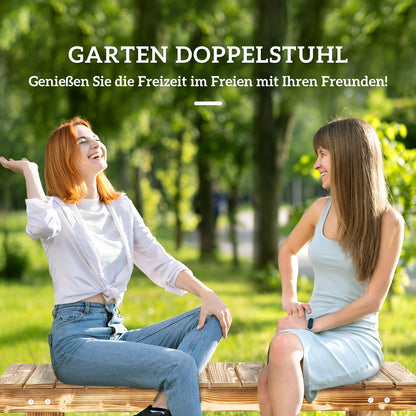 Garden Bench, 2-Seater Wood Bench, Seat Bench, Garden Furniture, Rustic Bench, Solid Wood, Dark Brown, 110 x 38 x 35 cm