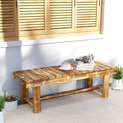 Garden Bench, 2-Seater Wood Bench, Seat Bench, Garden Furniture, Rustic Bench, Solid Wood, Dark Brown, 110 x 38 x 35 cm