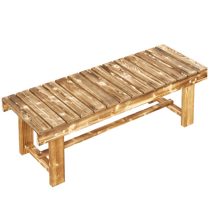Garden Bench, 2-Seater Wood Bench, Seat Bench, Garden Furniture, Rustic Bench, Solid Wood, Dark Brown, 110 x 38 x 35 cm