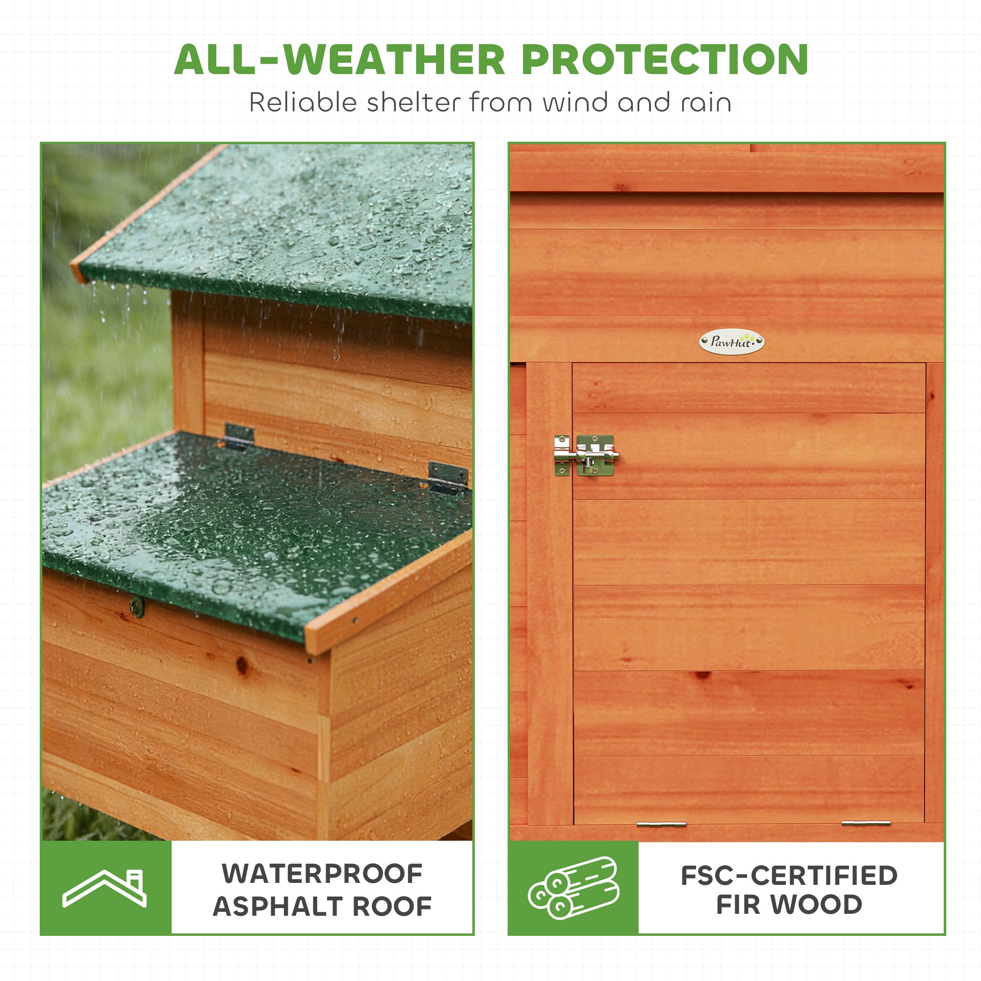 Wooden Chicken Coop 113.5 x 67.5 x 95.5 cm (44.7 x 26.6 x 37.6 in) with Nest Box, 2 Perches, Ramp, Sliding Window, Waterproof Roof, Pull-Out Tray — For 2 Hens/Ducks/Rabbits — Orange