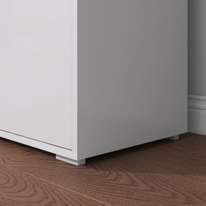 Storage cabinet buffet sideboard storage cabinet with 2 drawers and 2 door cabinets, adjustable shelves, for living room, kitchen, bedroom, 79 x 36 x 74 cm glossy white