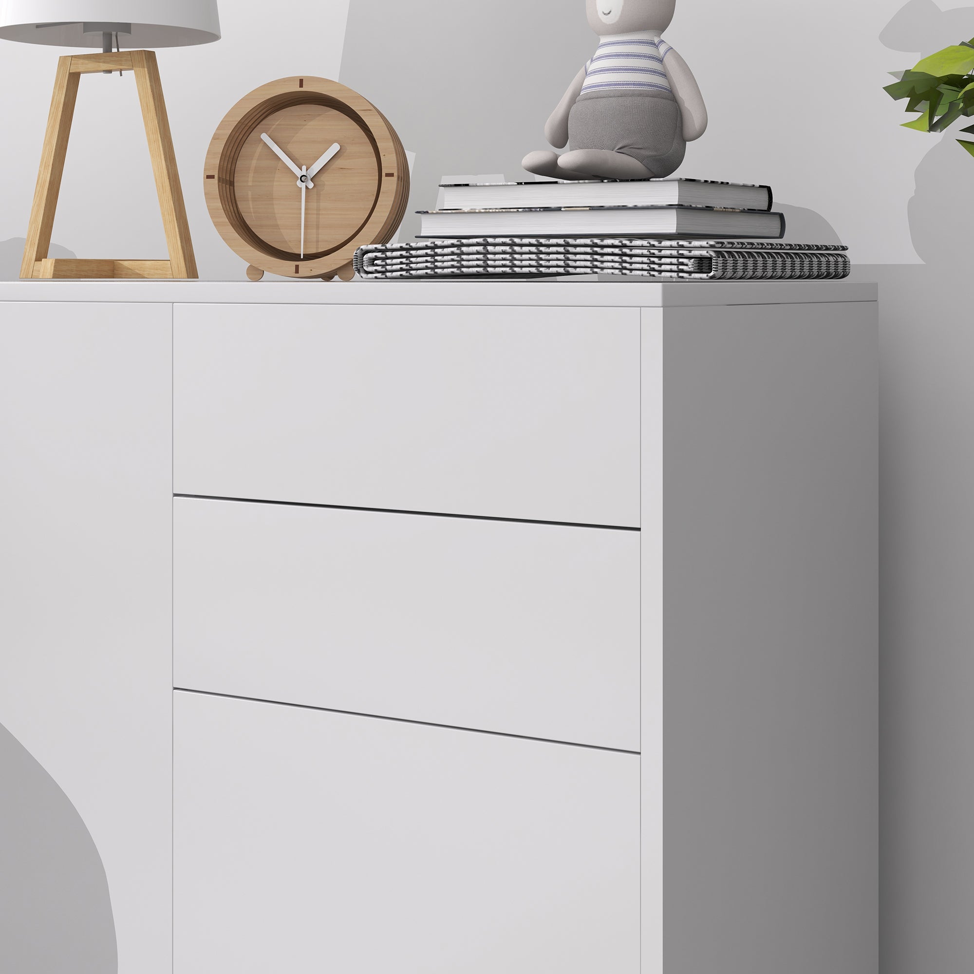 Storage cabinet buffet sideboard storage cabinet with 2 drawers and 2 door cabinets, adjustable shelves, for living room, kitchen, bedroom, 79 x 36 x 74 cm glossy white