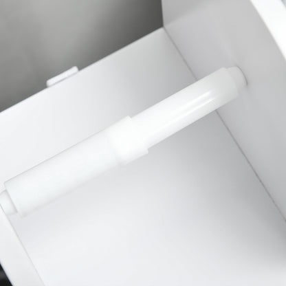 Bathroom Column Bathroom Cabinet with Open Compartment Door 2 Adjustable Shelves and Roll Holder Modern Style 20x20x80 cm White