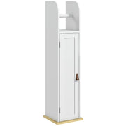 Bathroom Column Bathroom Cabinet with Open Compartment Door 2 Adjustable Shelves and Roll Holder Modern Style 20x20x80 cm White