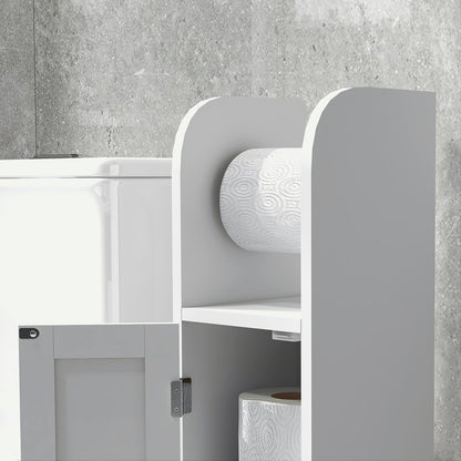 Bathroom Column Bathroom Cabinet with Open Compartment Door 2 Adjustable Shelves and Roll Holder Modern Style 20x20x80 cm White