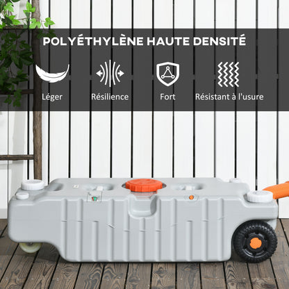 75-liter Portable Water Tank with Level Indicator, 3 Wheels, and Handle for Camping