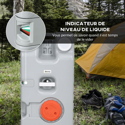 75-liter Portable Water Tank with Level Indicator, 3 Wheels, and Handle for Camping