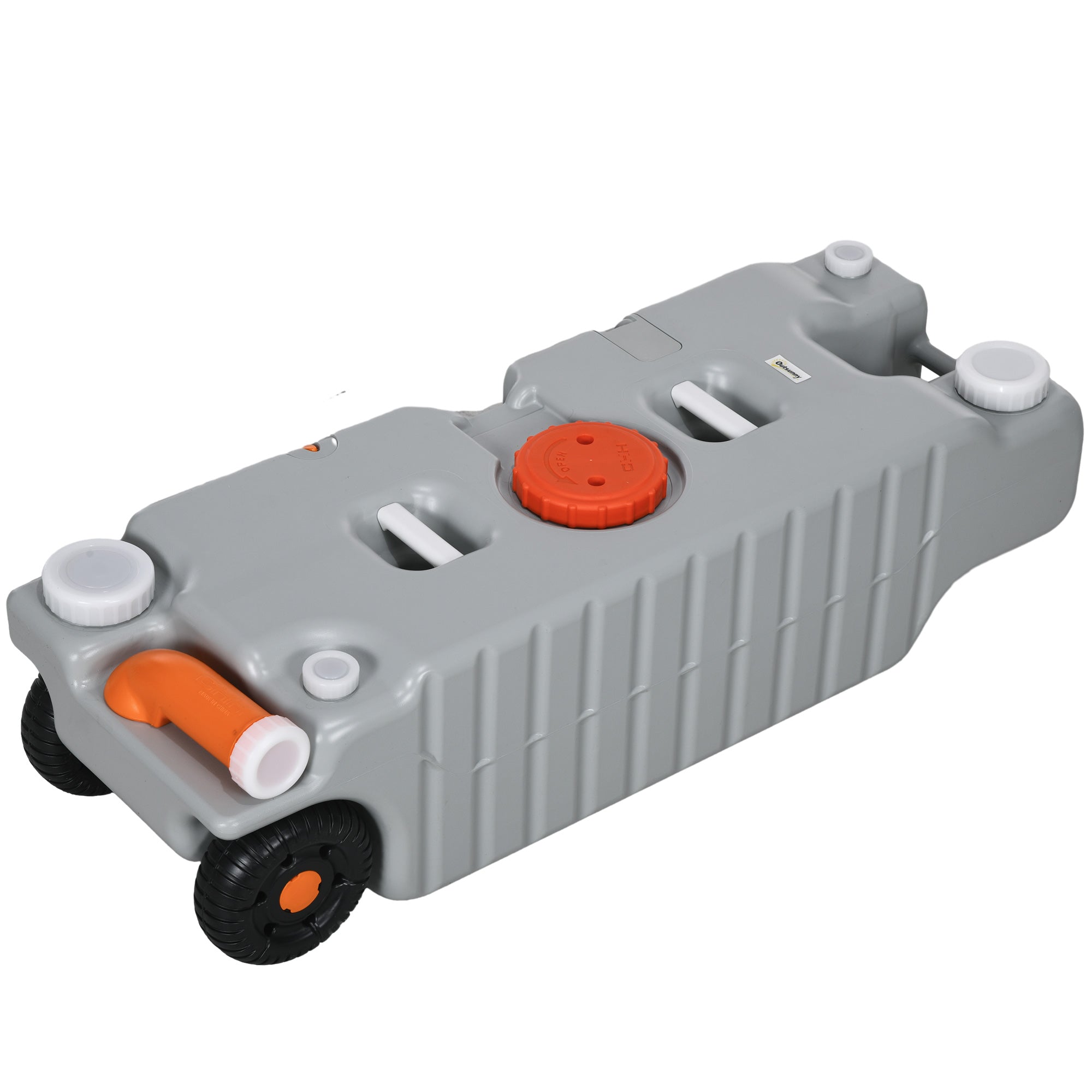 75-liter Portable Water Tank with Level Indicator, 3 Wheels, and Handle for Camping