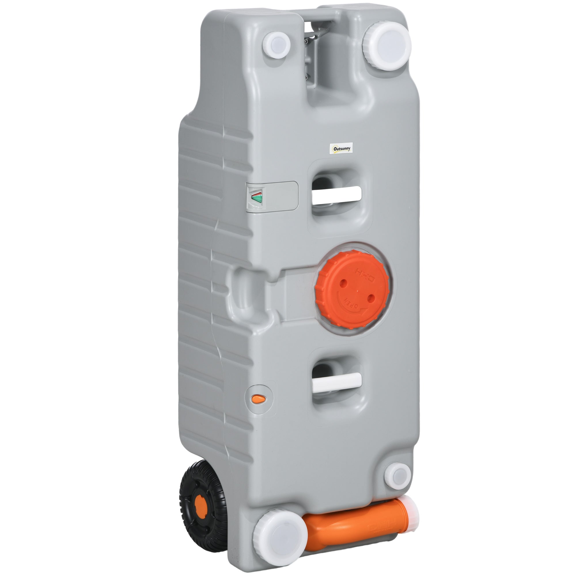75-liter Portable Water Tank with Level Indicator, 3 Wheels, and Handle for Camping