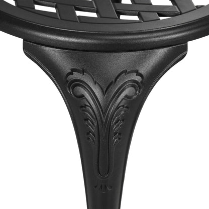 2-Seater Garden Set with 2 Chairs + Round Table in Retro Charm Style with Aluminum Cast, Black