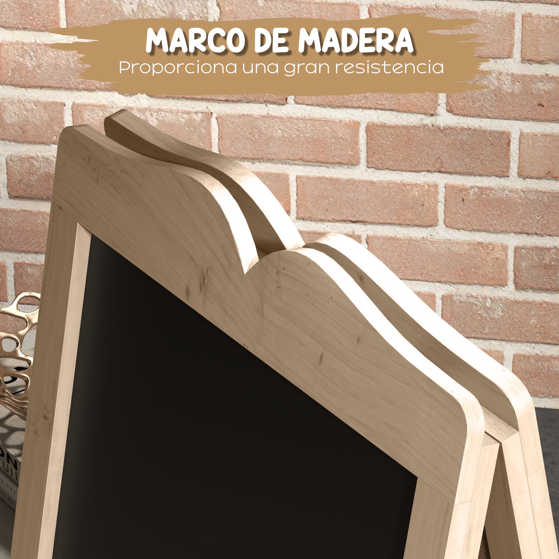 Chalkboard Easel with Wooden Frame Double-Sided Magnetic Foldable Chalkboard with 8 Liquid Chalks and 6 Double-Sided Boards 51x42x101 cm Natural