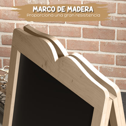 Chalkboard Easel with Wooden Frame Double-Sided Magnetic Foldable Chalkboard with 8 Liquid Chalks and 6 Double-Sided Boards 51x42x101 cm Natural