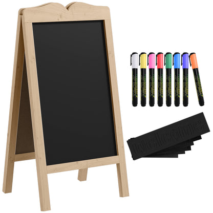 Chalkboard Easel with Wooden Frame Double-Sided Magnetic Foldable Chalkboard with 8 Liquid Chalks and 6 Double-Sided Boards 51x42x101 cm Natural