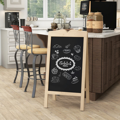 Chalkboard Easel with Wooden Frame Double-Sided Magnetic Foldable Chalkboard with 8 Liquid Chalks and 6 Double-Sided Boards 51x42x101 cm Natural