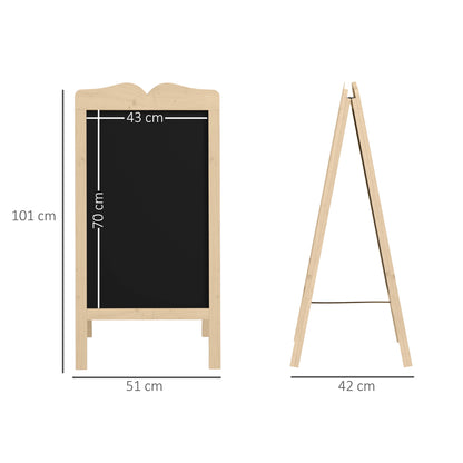 Chalkboard Easel with Wooden Frame Double-Sided Magnetic Foldable Chalkboard with 8 Liquid Chalks and 6 Double-Sided Boards 51x42x101 cm Natural