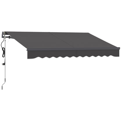 Retractable Arm Awning with Electric Crank Height Adjustable Awning Sun Protection UV 30+ Balcony Awning incl. Wall Mount Sun Awning 300cm wide for Terrace Balcony Dark Grey