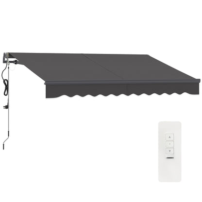 Retractable Arm Awning with Electric Crank Height Adjustable Awning Sun Protection UV 30+ Balcony Awning incl. Wall Mount Sun Awning 300cm wide for Terrace Balcony Dark Grey
