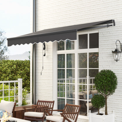 Retractable Arm Awning with Electric Crank Height Adjustable Awning Sun Protection UV 30+ Balcony Awning incl. Wall Mount Sun Awning 300cm wide for Terrace Balcony Dark Grey