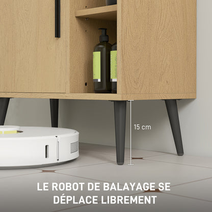 Bathroom Under Sink Cabinet, Industrial Vanity Unit with Soft-Closing Door and Adjustable Shelf, 60 x 30 x 59.5 cm, Oak