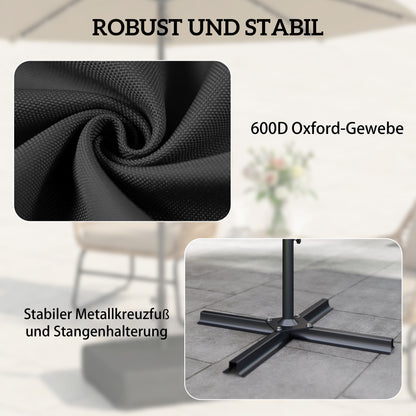 Umbrella Base with Cover, Portable, Fillable to 80 kg (176 lb), Heavy-Duty Stand for Cantilever & Outdoor Umbrellas, Fits 48 mm Poles, Black