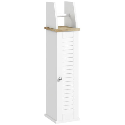 Modern Bathroom Cabinet Auxiliary Column Bathroom Floor Cabinet with Adjustable Shelves and Toilet Paper Holder 18x20x80 cm White