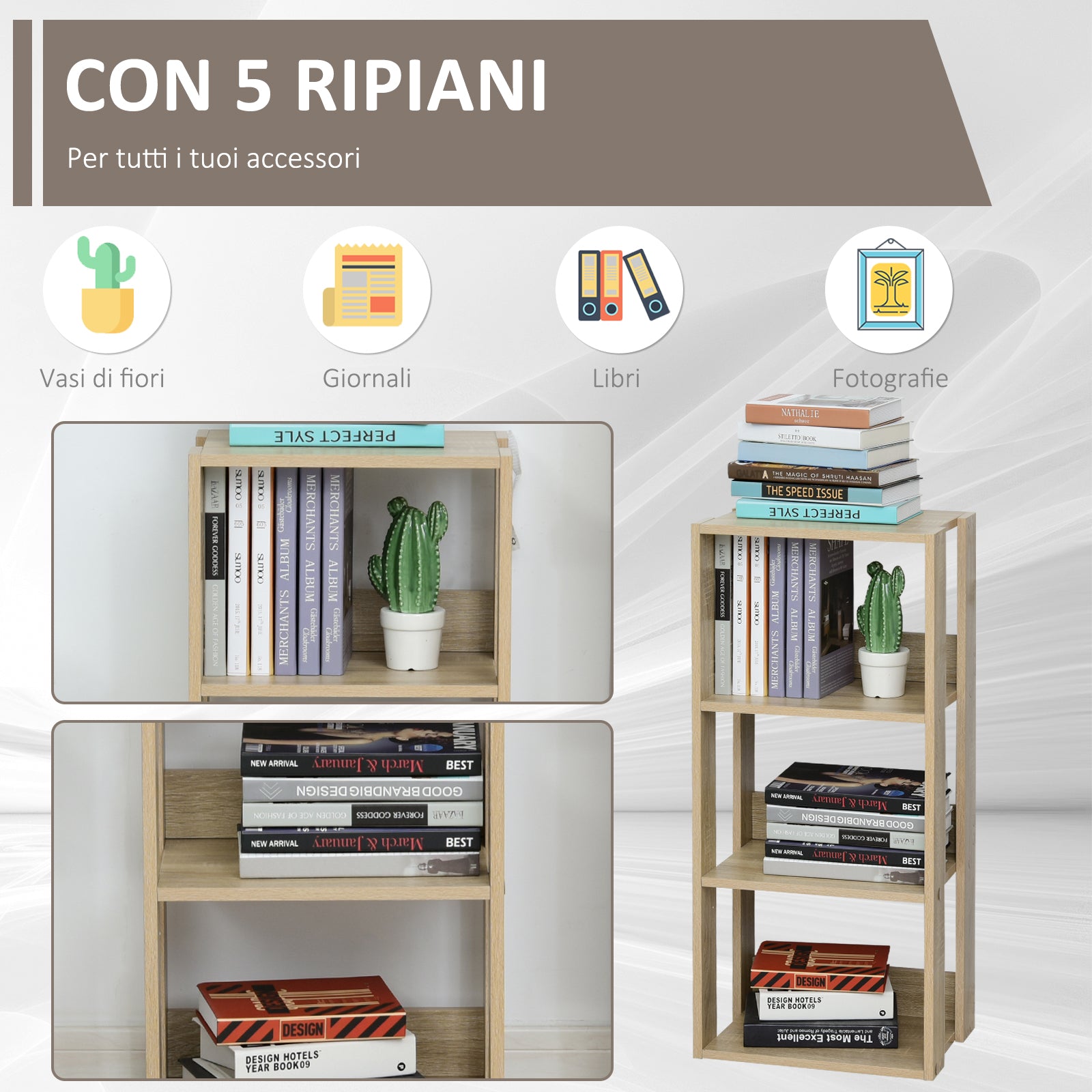 Wooden Wall Mounted Bookshelf with 3 Shelves, Anti-Tipping Device, Non-Slip Feet, 40x29.2x87.9cm