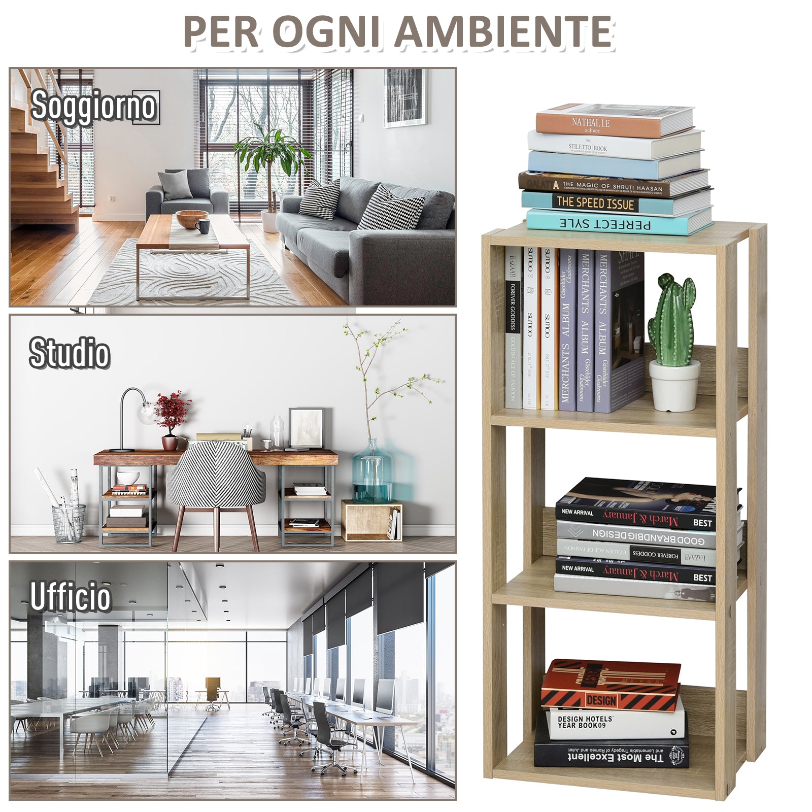 Wooden Wall Mounted Bookshelf with 3 Shelves, Anti-Tipping Device, Non-Slip Feet, 40x29.2x87.9cm