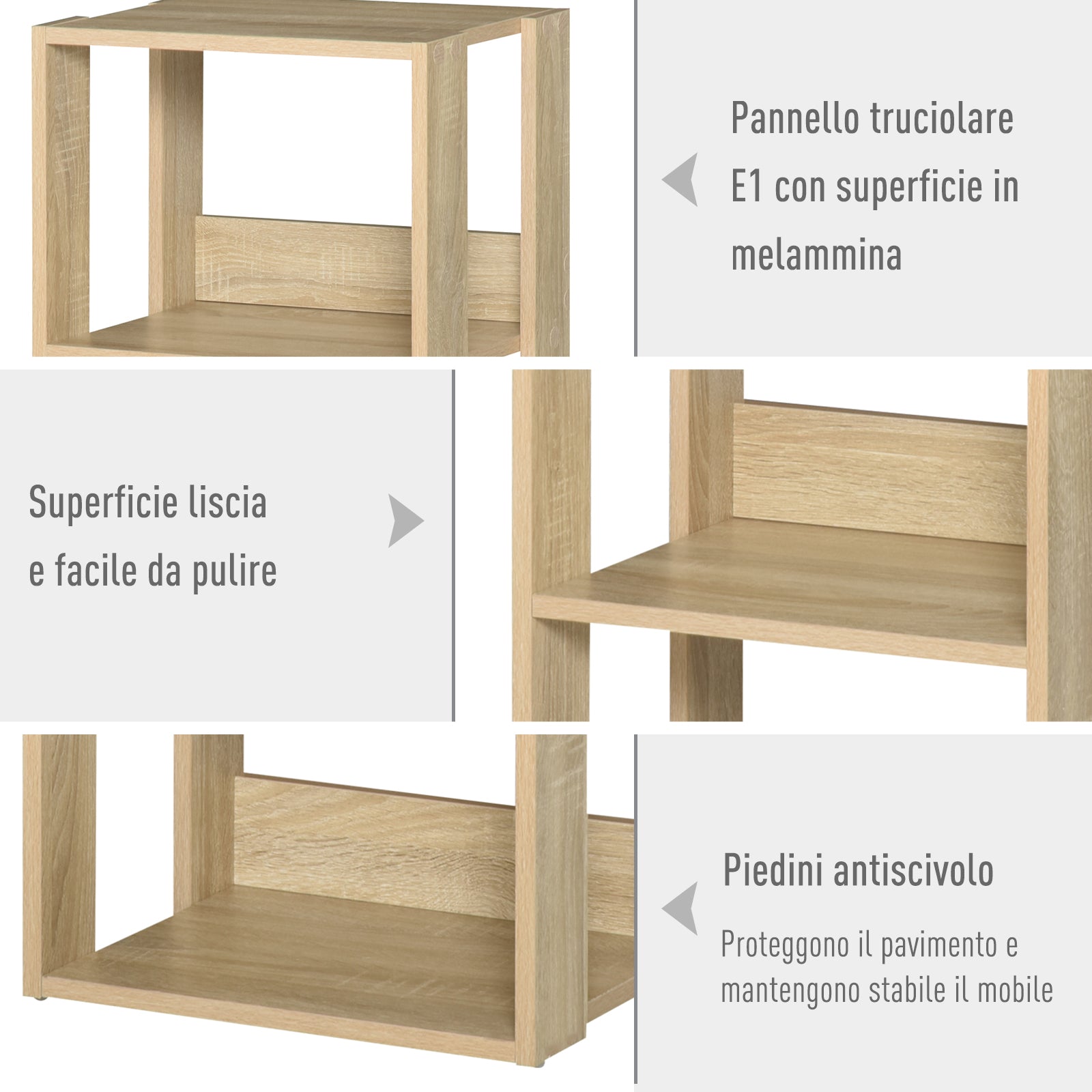 Wooden Wall Mounted Bookshelf with 3 Shelves, Anti-Tipping Device, Non-Slip Feet, 40x29.2x87.9cm