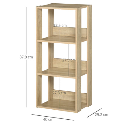 Wooden Wall Mounted Bookshelf with 3 Shelves, Anti-Tipping Device, Non-Slip Feet, 40x29.2x87.9cm