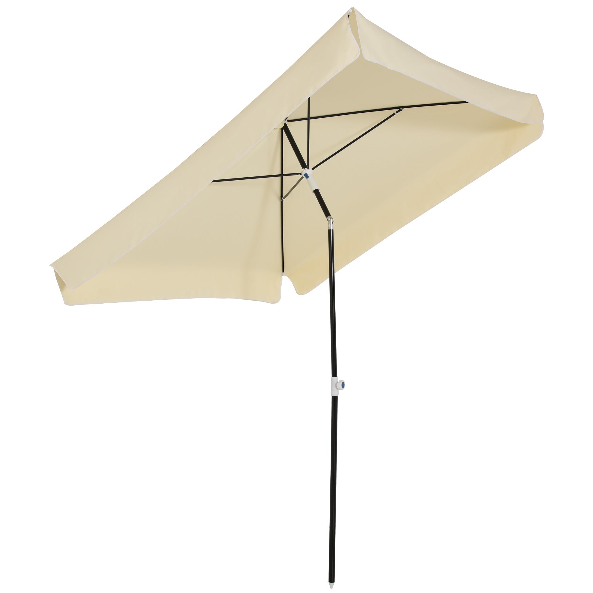 Garden Umbrella 2x2 m for Terrace and Garden with Square Canopy, Adjustable and Portable Design, Cream White