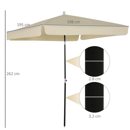 Garden Umbrella 2x2 m for Terrace and Garden with Square Canopy, Adjustable and Portable Design, Cream White